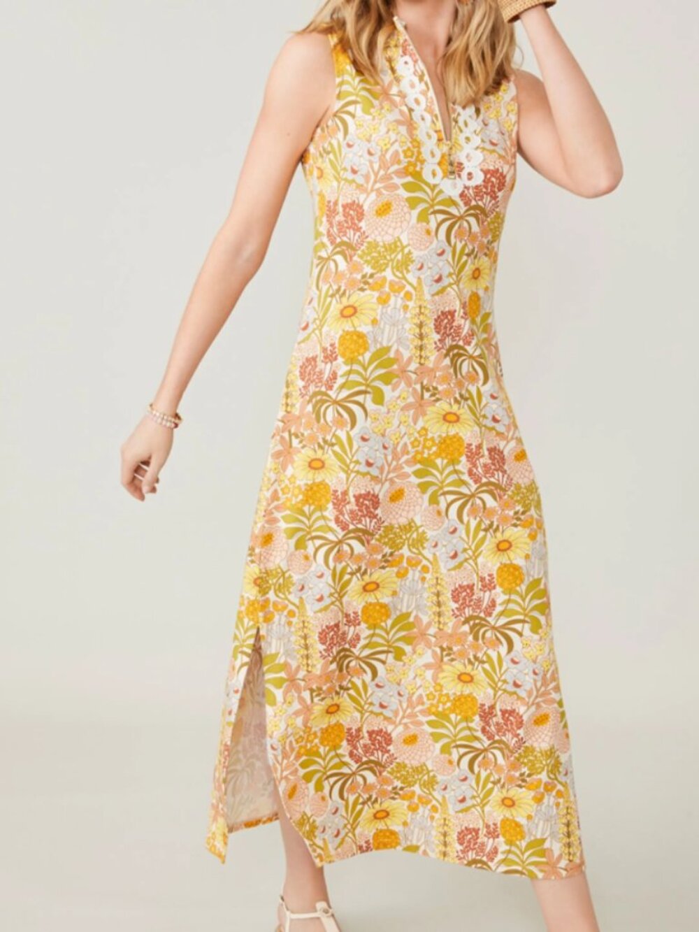 Spartina 449 Nora Sleeveless Midi/Maxi Dress, Retro Botanical Print - Womens XS